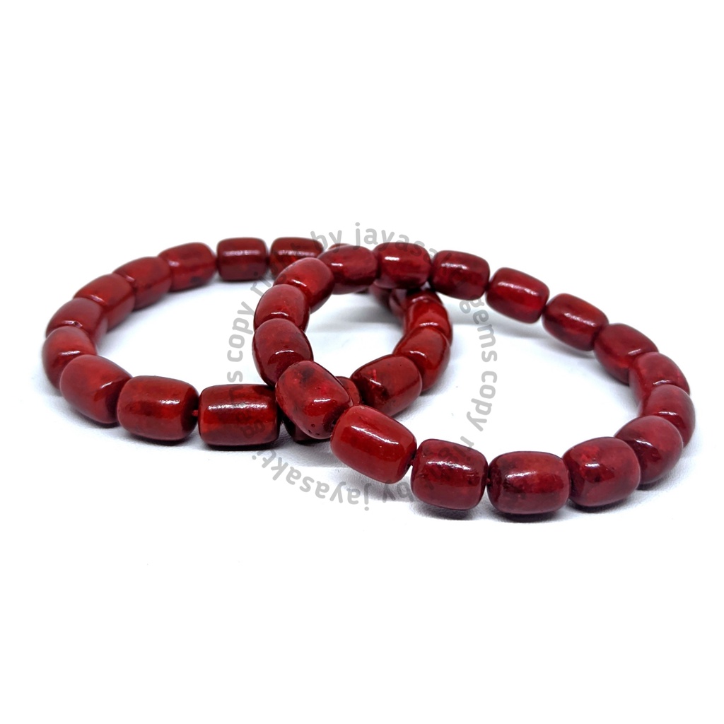 Gelang Batu Natural Red Coral Merah Marjan Tabung Original