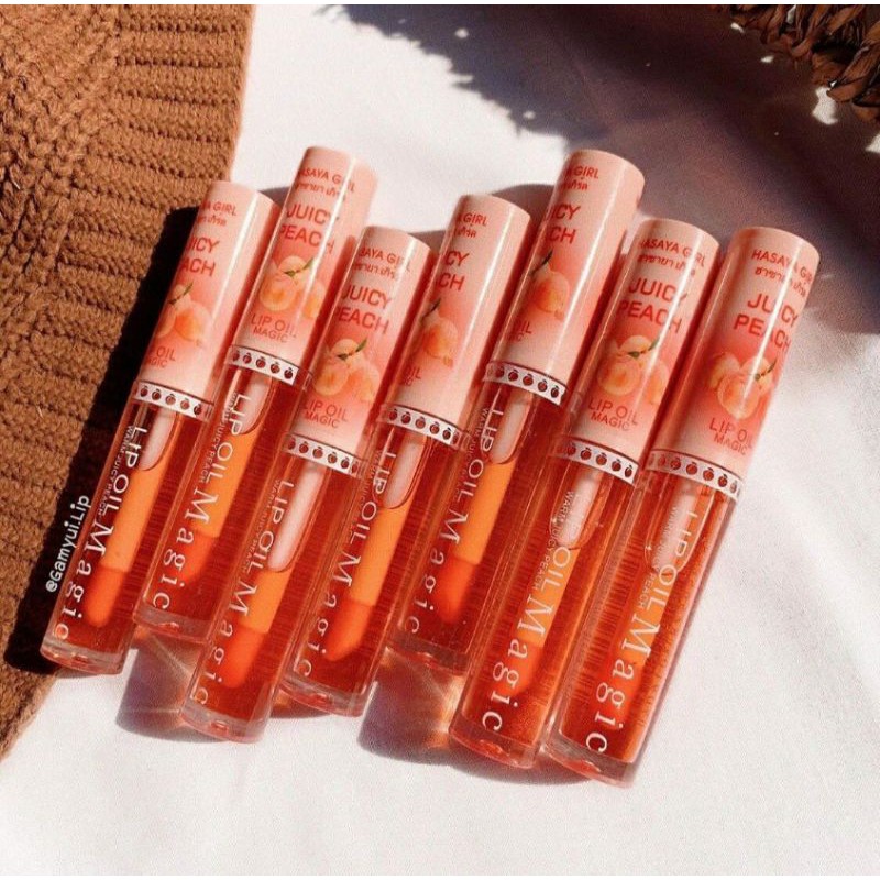 [HASAYA PEACH] LIP OIL Lipgloss Magic Lip Gloss Thailand Lipserum Lip Serum Lip Oil Peach Lip Oil Kosmetik Bibir Pelembab Bibir