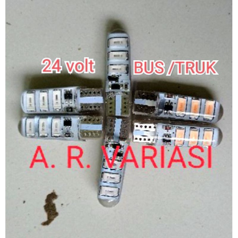 LAMPU SENJA T10 6 LED 24 VOLT KEDIP STROBO BUS/TRUK