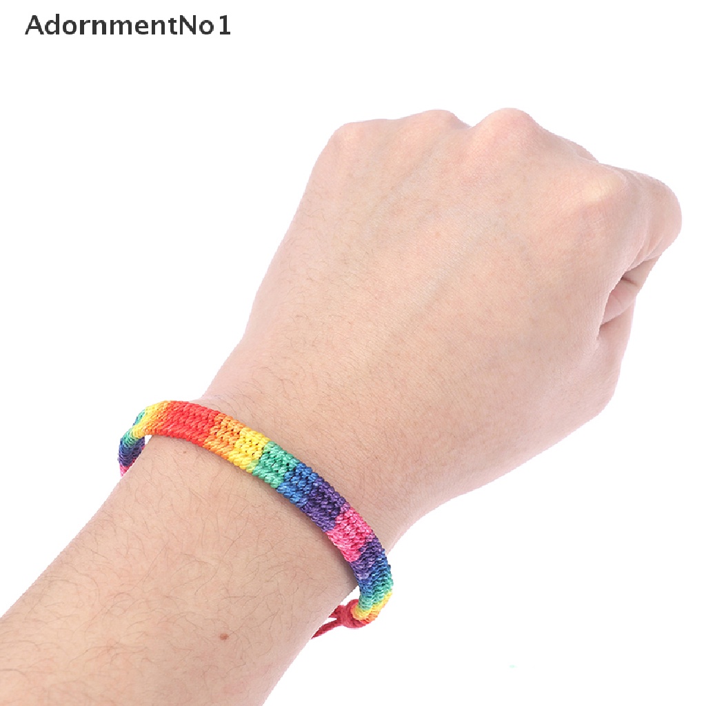 (AdornmentNo1) Lgbt Gelang Tali Anyam Handmade Warna Pelangi Untuk Pasangan / Pria / Wanita