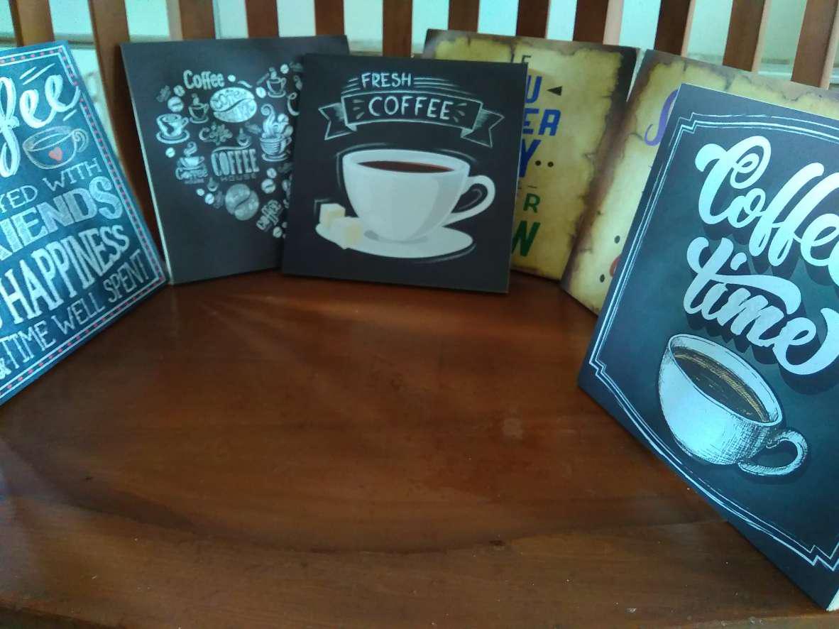 Hiasan Dinding Poster Kayu Cafe Coffee 20x20cm Minimalis Shabby Chic Dekorasi Rumah Walldecor