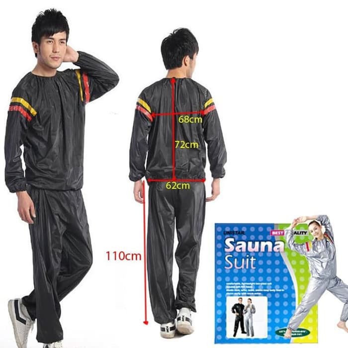 Baju Olahraga Sauna Suit Set Pakaian Olahraga Jogging Ampuh Membakar Lemak
