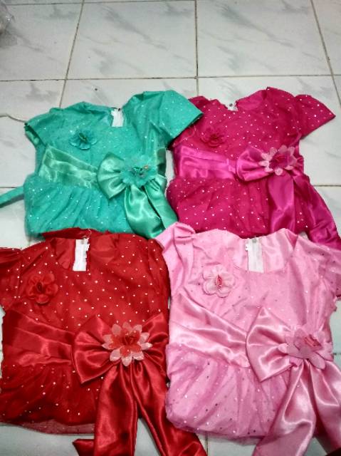 Gaun anak princess pita samping 4warna