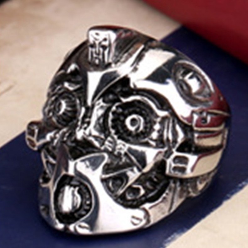 SEUSUK Cincin Fashion Vintage Punk Bentuk Robot Transformer untuk Hadiah Pria/Pernikahan