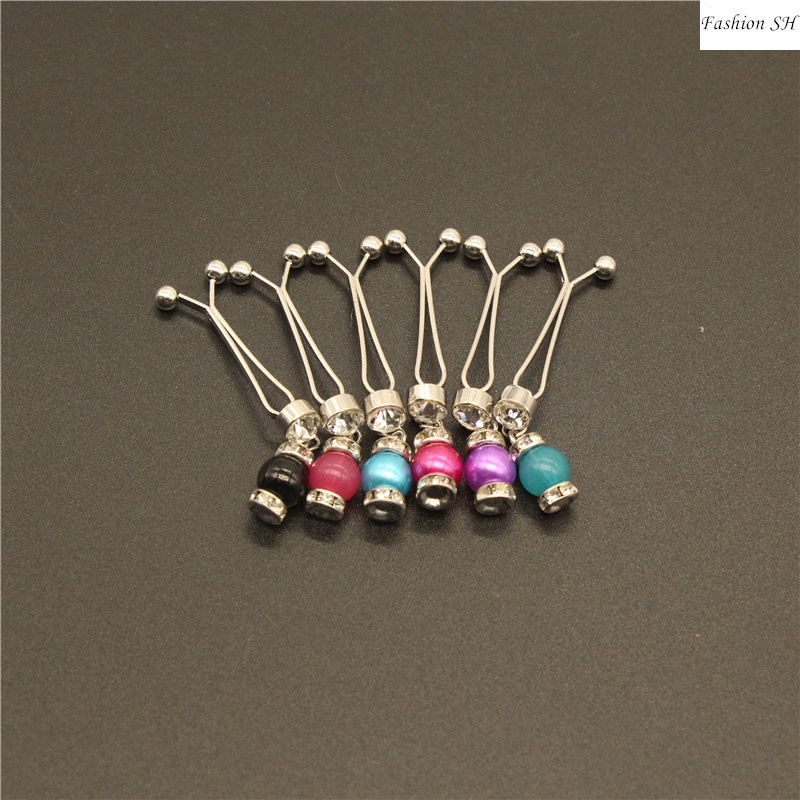 6pcs Bros Pin Mutiara single Warna Campur Untuk Hijab Wanita M20020-6PCS