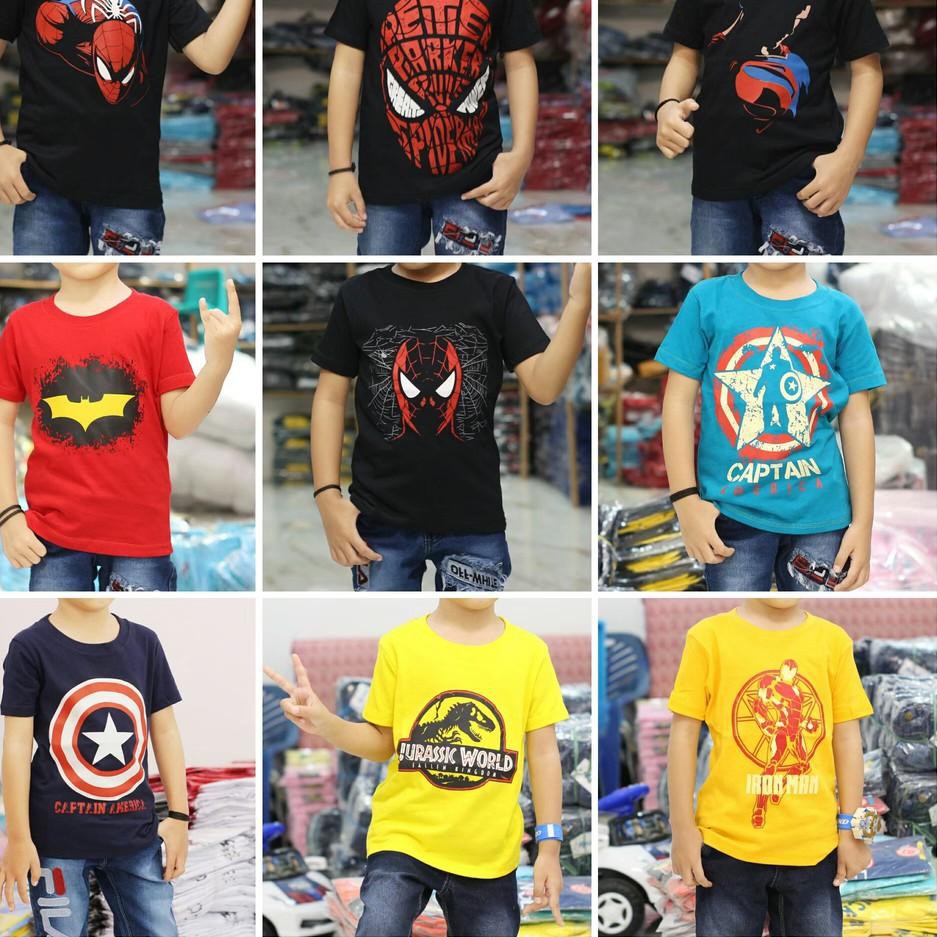 YVO BAJU KAOS SUPER HERO DISTRO ANAK COWOK OSHKOSH SPIDERMAN BIRU HITAM KONVEKSI «