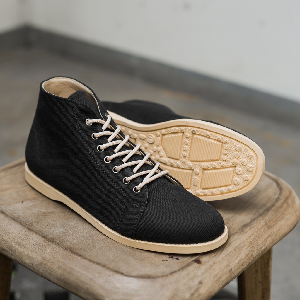 ELVRA Footwear - Sepatu Pria Sepatu Sneakers Sepatu Kasual Casual Sepatu Kanvas Canvas - Morven Black Cream