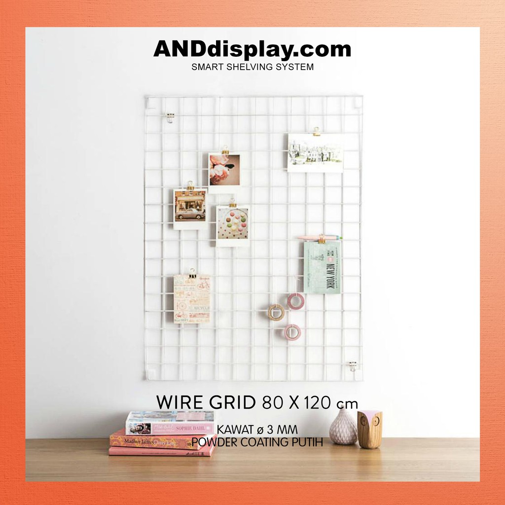 WIREMESH TB 80X120CM PUTIH DISPLAY PAJANGAN RAM DINDING WIRE GRID DEKORASI