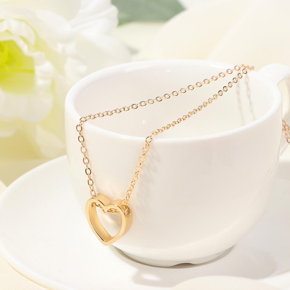 Solighter Liontin Hati Wanita Perhiasan Choker Rantai Stainless Steel