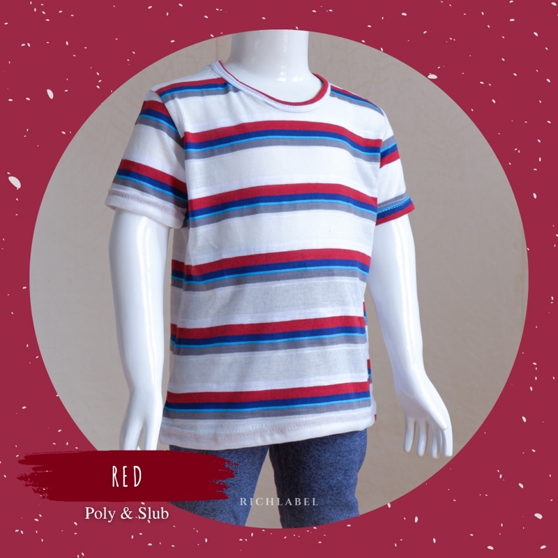 Oblong Kids POLY &amp; SLUB - Kaos Oblong Anak Harian Bahan Katun Slub dan Polyester Motif Stripe