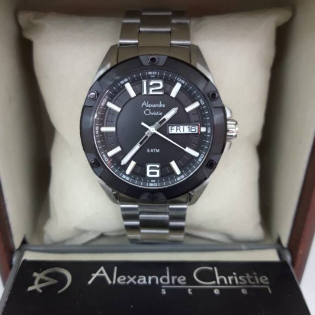 Jam Alexandre Christie AC 6518 ME silver black. Ham tangan pria