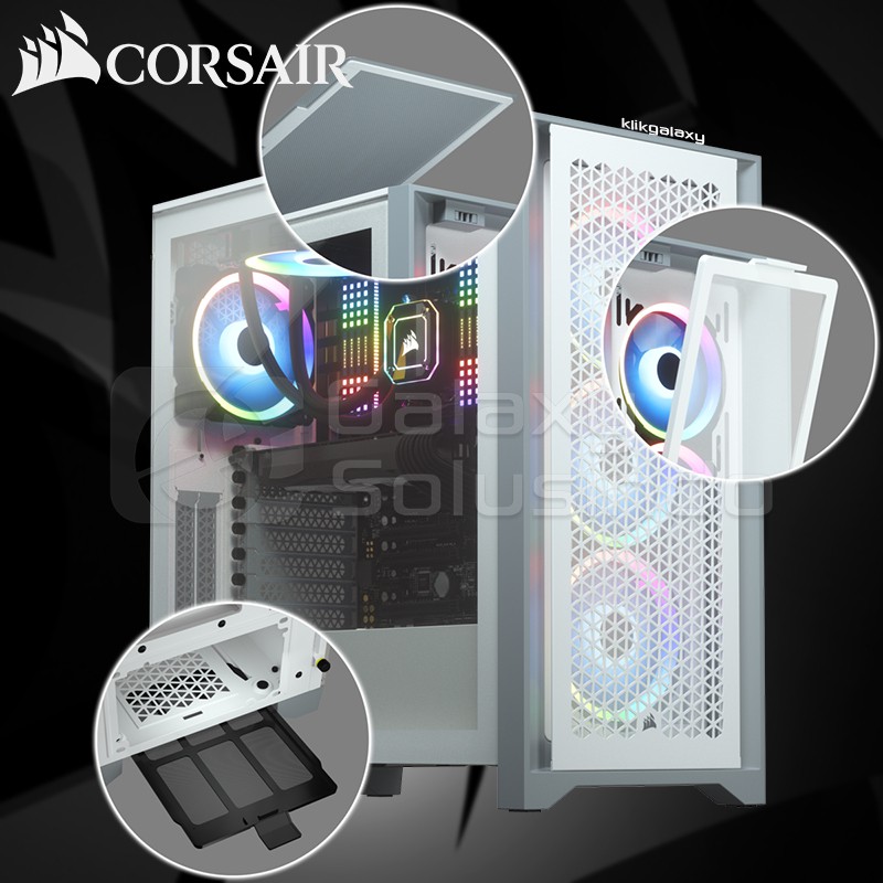 Corsair 4000D AIRFLOW Tempered Glass Mid-Tower ATX Gaming Case - White