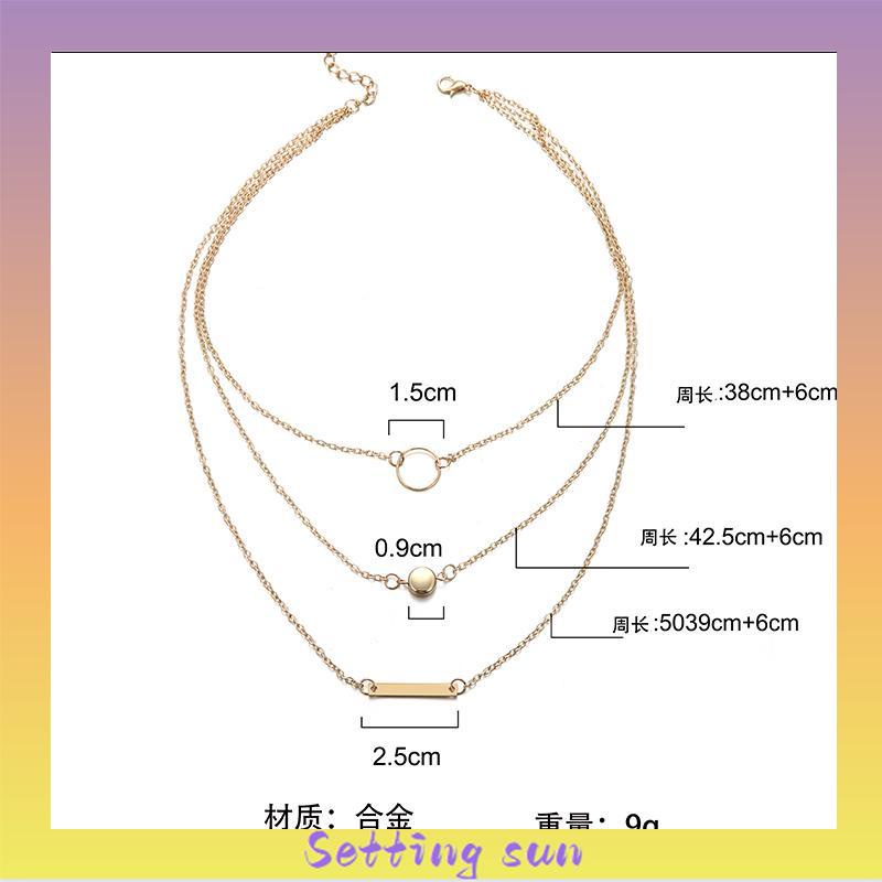 Paduan Sederhana Lingkaran Geometris Liontin Multi-elemen Kombinasi Fashion Kalung Liar Wanita TN