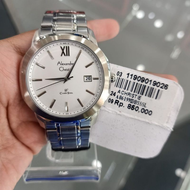 PromoJAM TANGAN PRIA ALEXANDRE CHRISTIE AC 8619 SILVER ORIGINAL