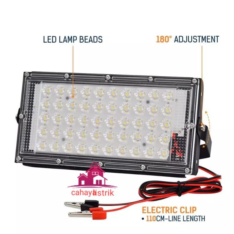 LAMPU LED SOROT KAP BIG POWER FLOODLIGHT DC 12V 50W PUTIH