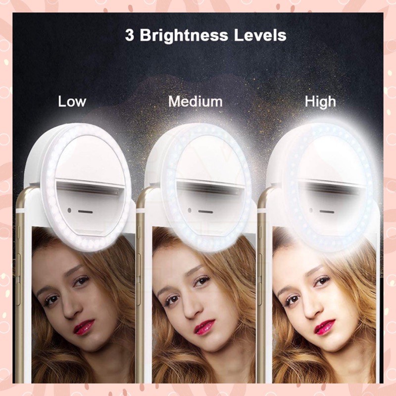 Ring Light LED Mini lampu Selfie Bulat Untuk Kamera Power 3 WATT 250mAh
