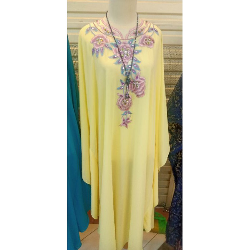 Kaftan wanita bordir motif bunga  kaftan modern dress muslim kaftan bordir