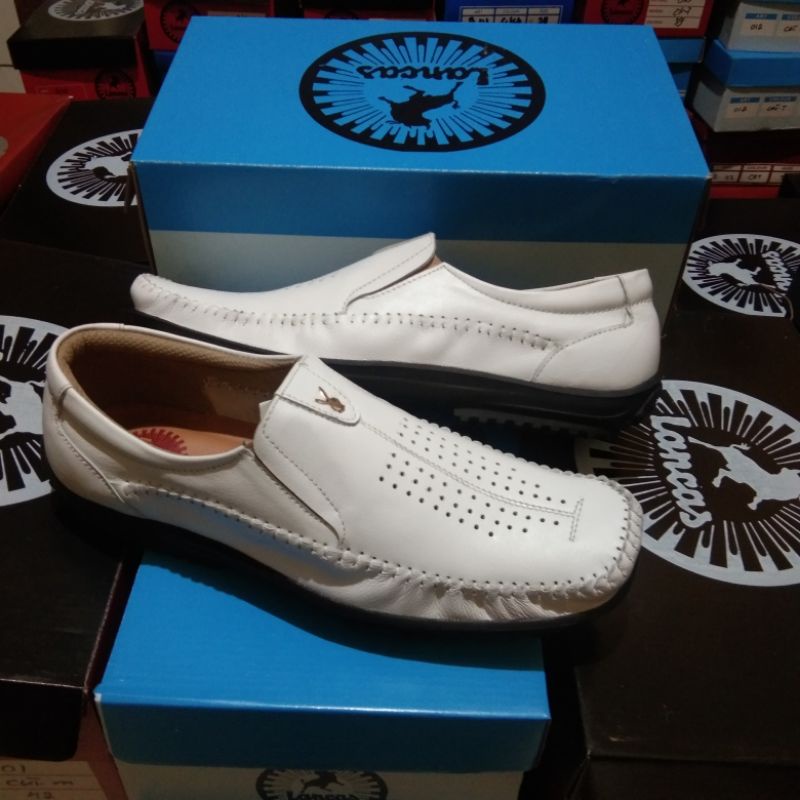 Sepatu lancas Casual Pria Putih Kulit asli Santai