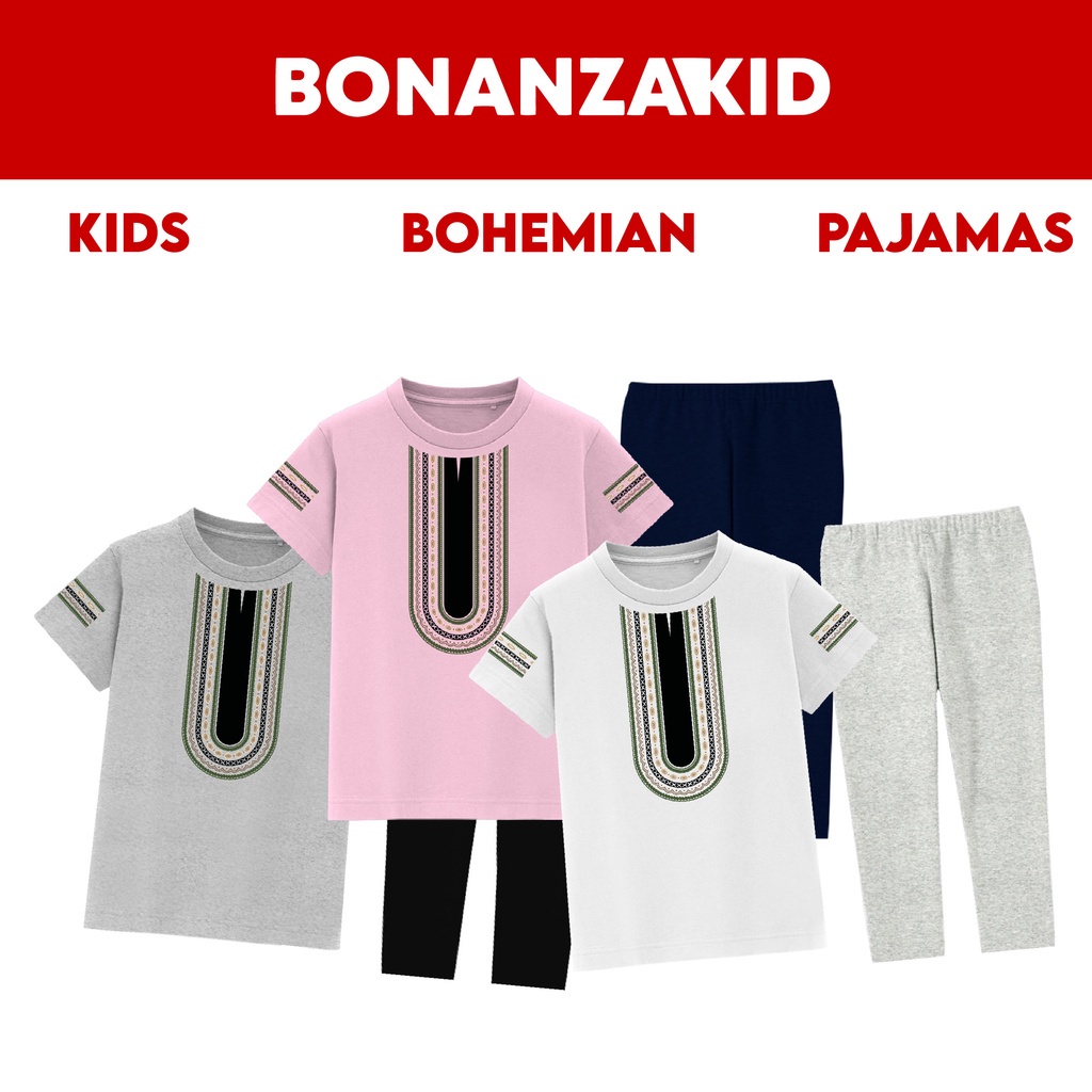 Piyama Baju Tidur Lengan Pendek Tema Bohemian ready untuk Bayi &amp; Anak Bahan Katun Combed 30s