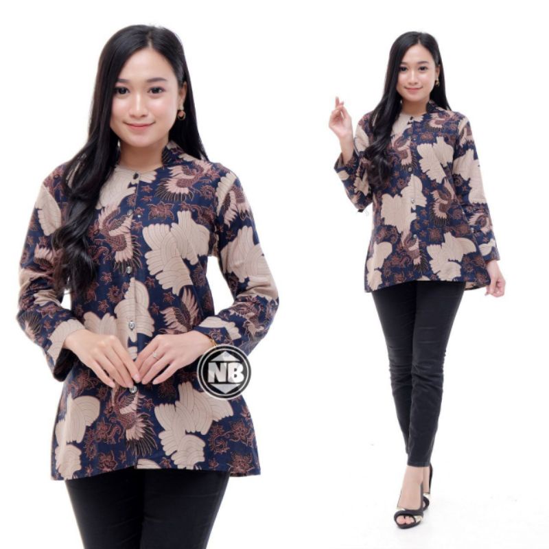 ATASAN BATIK WANITA MODERN BAJU BATIK KANTOR WANITA BATIK NEW BLUS SERAGAMAN BW