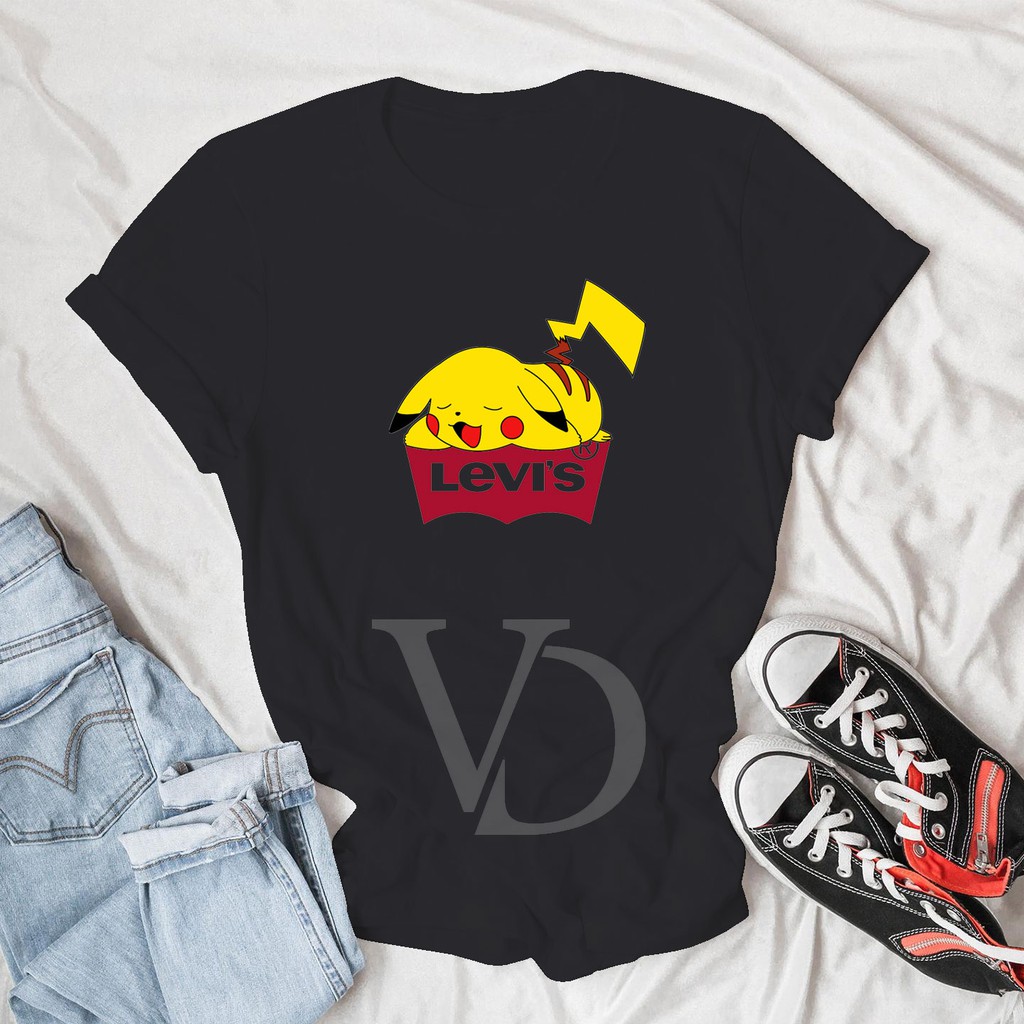 Kaos Distro Pria / Wanita / Kaos T Shirt Pria Wanita / Kaos Cotton Combed 30s / pikachu lepis