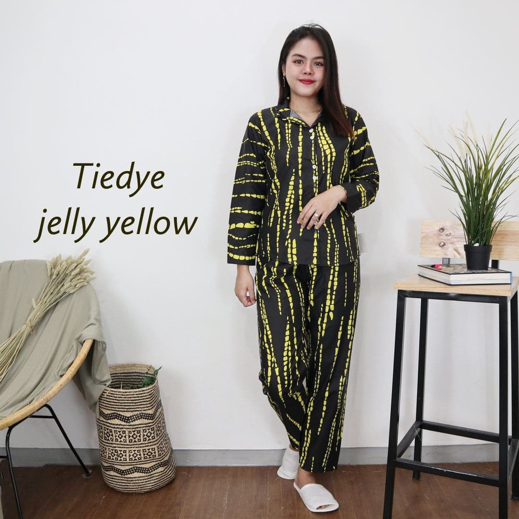 Piyama dewasa jumbo karakter Lengan panjang PP XXL-Tie Dye Jelly Yellow