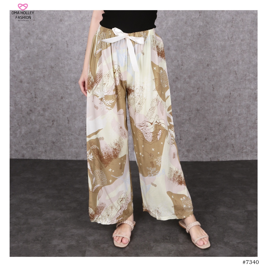 (COD) OH Fashion Janice Long Kulot Pants Printing Harga Spesial #7340 / #7408