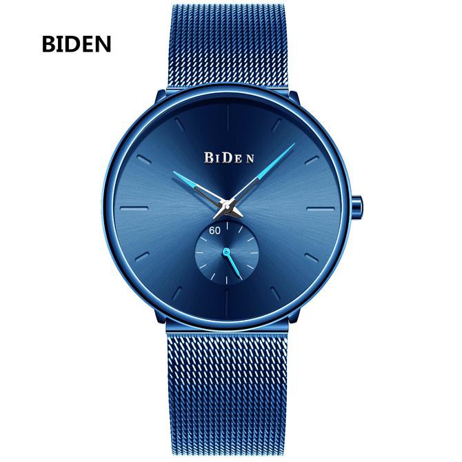 TERLARIS JAM TANGAN BIDEN PRIA WANITA FASHION SPORT WATERPROOF BISNIS TONTON - BIRU TERJAMIN