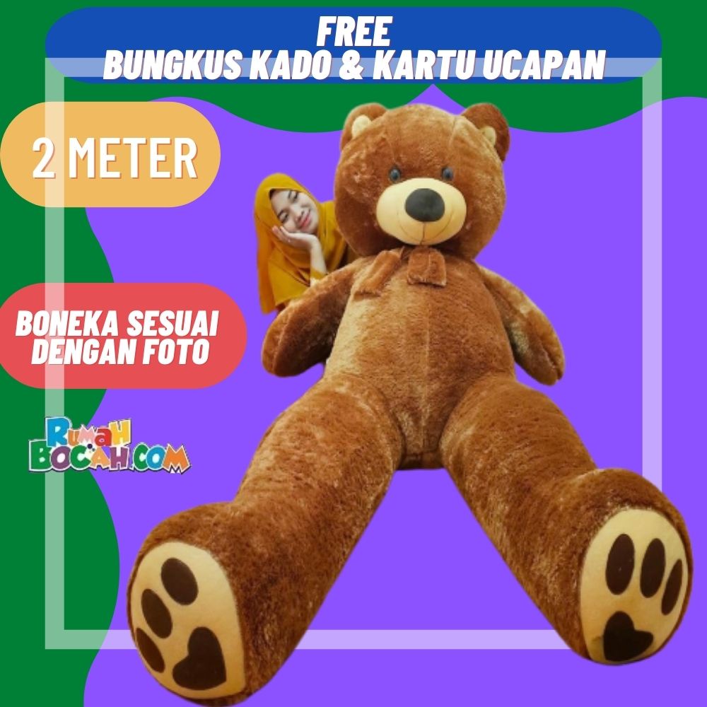 Boneka Beruang 2 Meter Teddy Bear Beruang Jumbo Besar Coklat untuk Kado Ulang Tahun Kado Anniversary