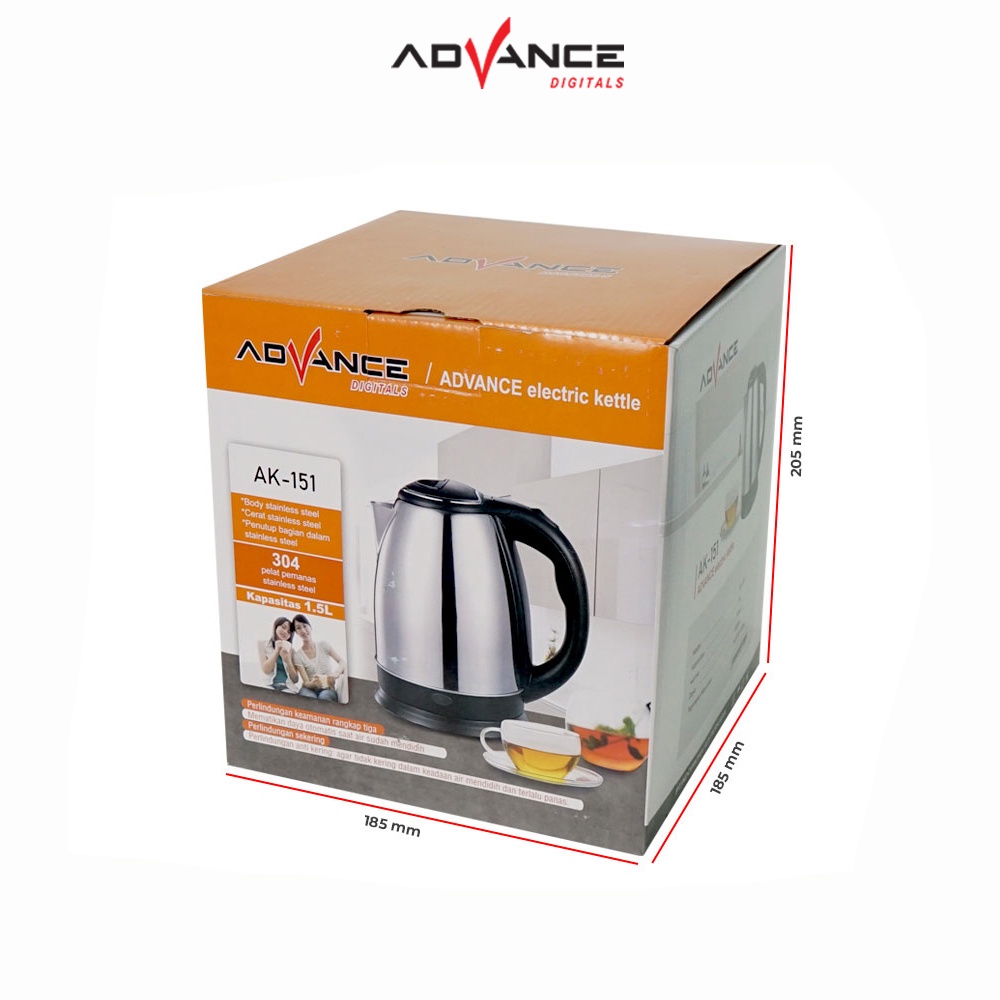 Advance Digitals AK-151 Electric Kettle 1,5 Liter Teko Listrik AK151 I Garansi Resmi 1 Tahun