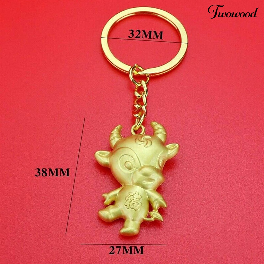 Twowood Gantungan Kunci Bentuk Sapi Warna Emas Untuk Hadiah