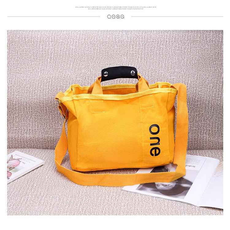 TM-85 tas selempang canvas simple kuning mustard kampus sekolah import korea jepang