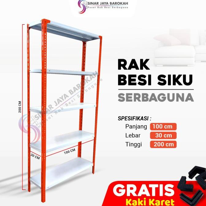 

rak besi siku lubang 5 hambalan uk 30x100x200 cm - oren putih
