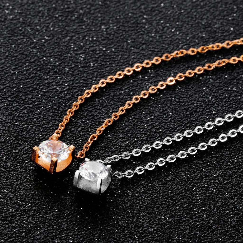 Versi Korea dari baja titanium disepuh rose gold perempuan kalung hias kalung perempuan pendek klavikula rantai kalung