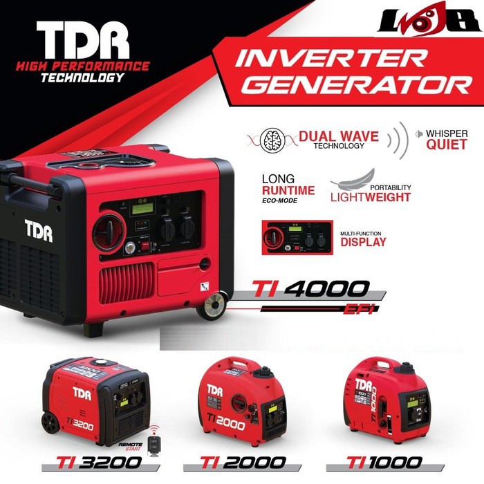 TDR Power Generator Set TI 1000 Inverter GenSet Listrik 900 watt
