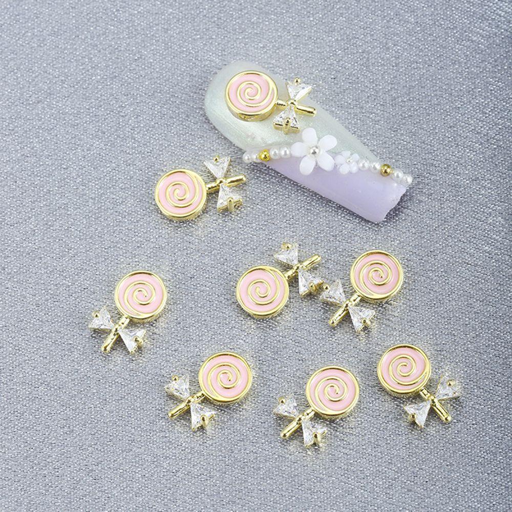 Agustina Lollipop Kuku Berlian Imitasi Warna Emas Dan Perak Logam Berlian Ornamen Flash Jepang Shiny DIY Nail Jewelry