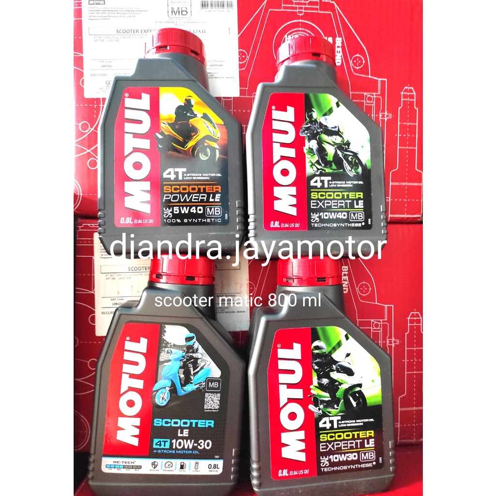 MOTUL SCOOTER MATIC 800 ML ( SAE  LE 10/30 - EXPERT 10/30 - 10/40 - POWER 5/40 ) ALL MATIC 100% ORIGINAL