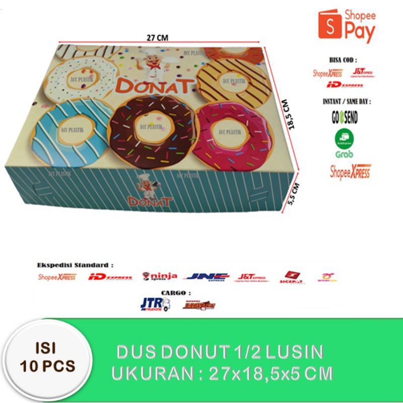 

isi 10lembar kotak donat dus donat buat isi 6biji/1/2 lusin bahan tebal