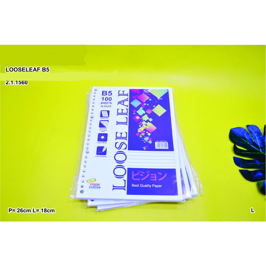 

LOOSE LEAF VISION KERTAS BINDER B5 GARIS PUTIH 100 LMBR