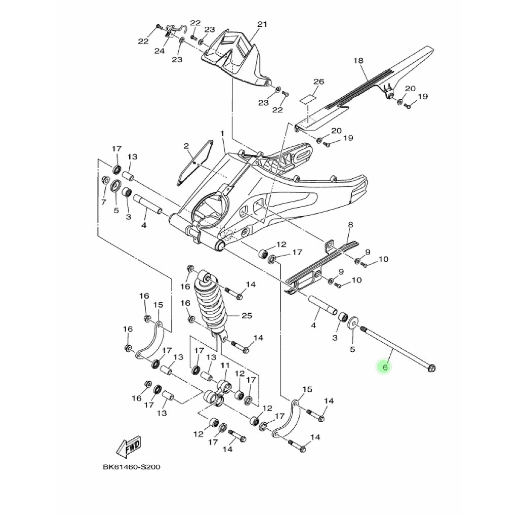 SHAFT PIVOT AS TENGAH SWING ARM FORK NEW R15 R155 VVA V3 MT15 VIXION R XSR 155 ORI YGP BK6-F2141-00