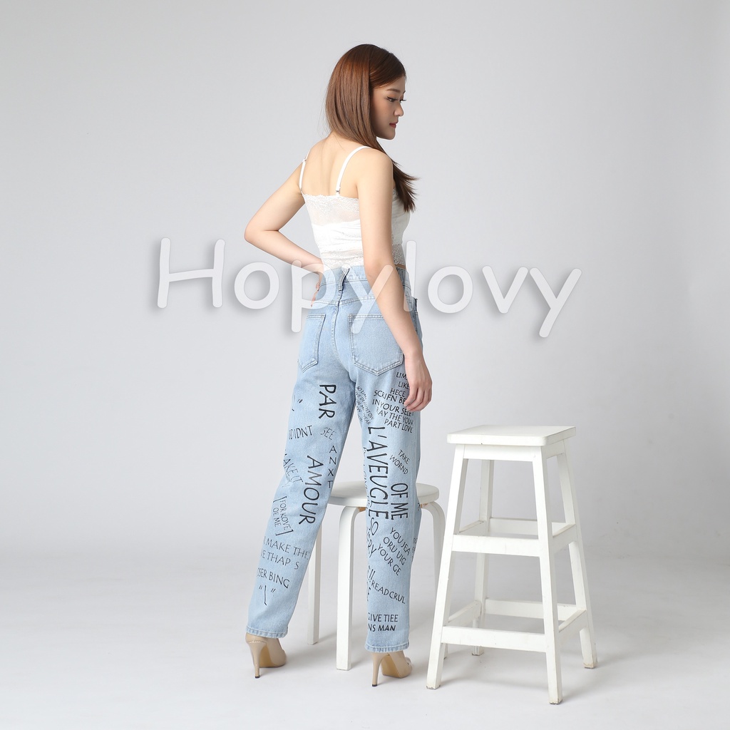HOPYLOVY - Celana Panjang Jeans Wanita Highwaist Jeans Boyfriend Loose Advika