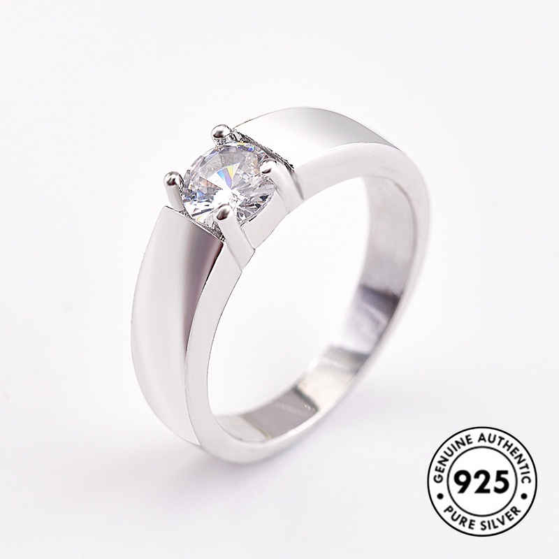 Cincin Berlian Bahan S925 Silver Untuk Pasangan