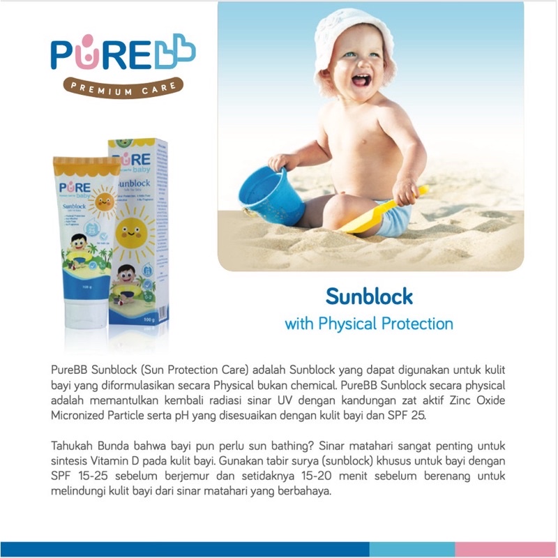 [BPOM] - Pure Baby Sun Block SPF25 100 gr Sunblock Krim Baby Pelindung Sinar Matahari PureBB Pure BB