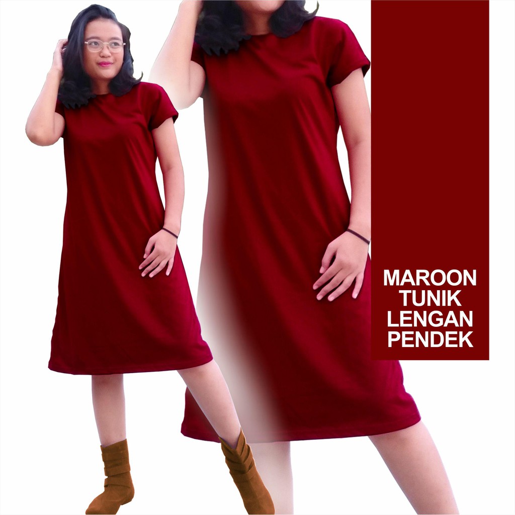 Eclipt Tunik Kaos Lengan Pendek Polos Wanita -Tunik Wanita