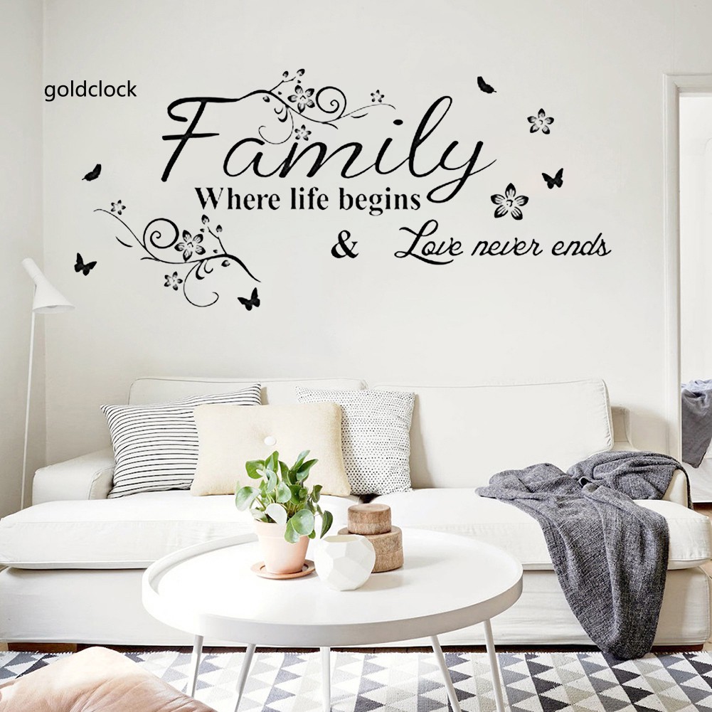 goldclock family letter flower wall sticker living room wallpaper decal  home art decor