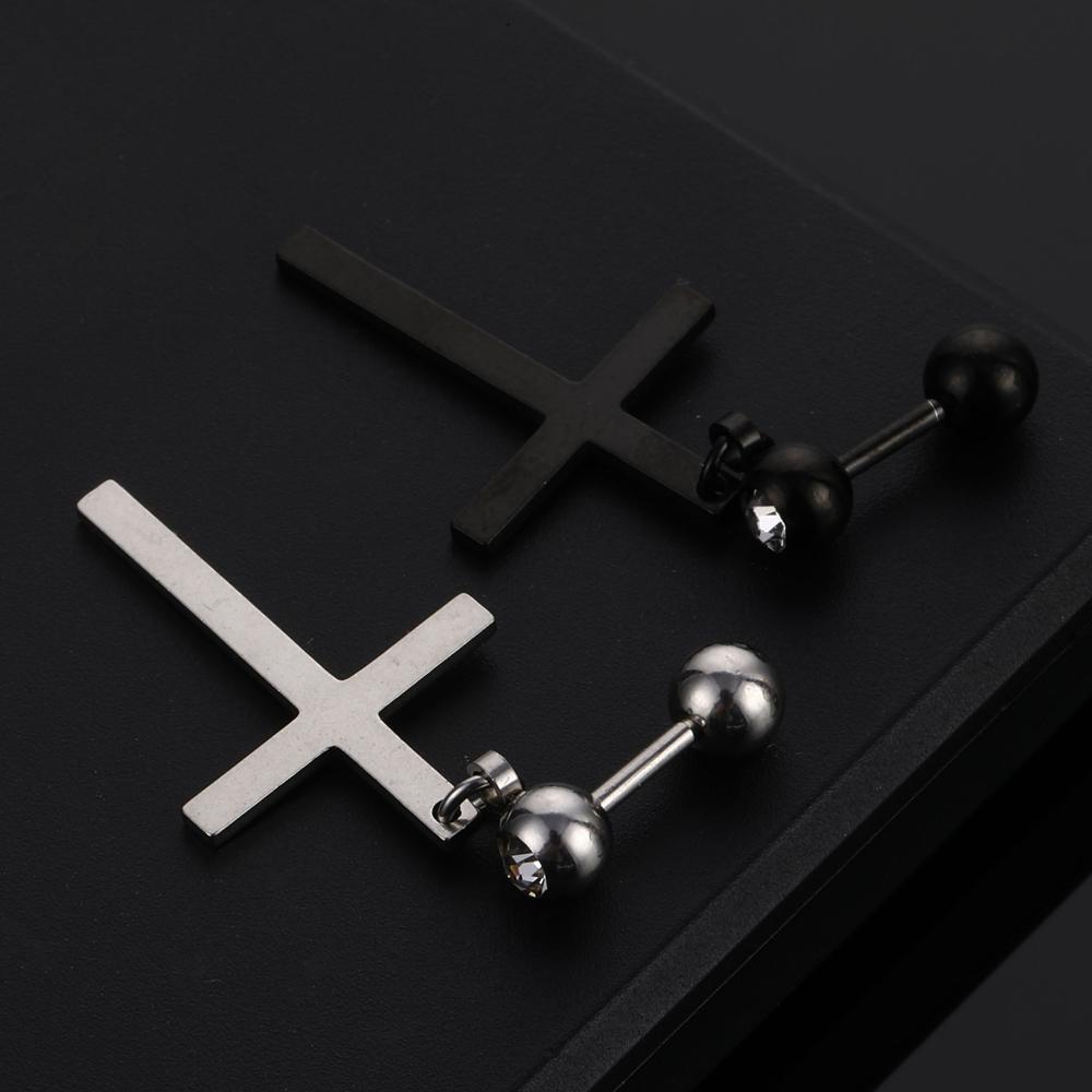 Anting Hoop Salib Agustina Korea Geometris Wanita Punk Zirkon Perhiasan Fashion