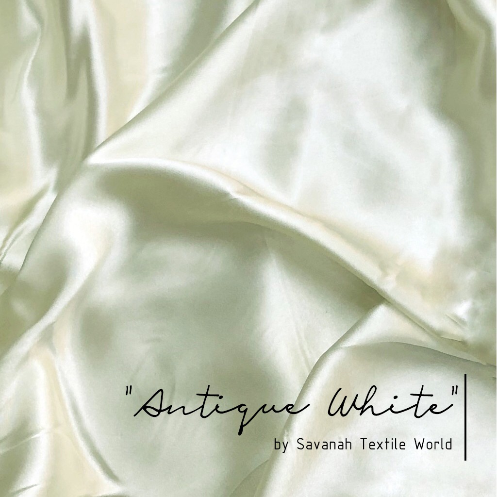 1/2 meter Kain Satin Silk Maxmara/ Sateen Sutra PREMIUM luxury-Antique White