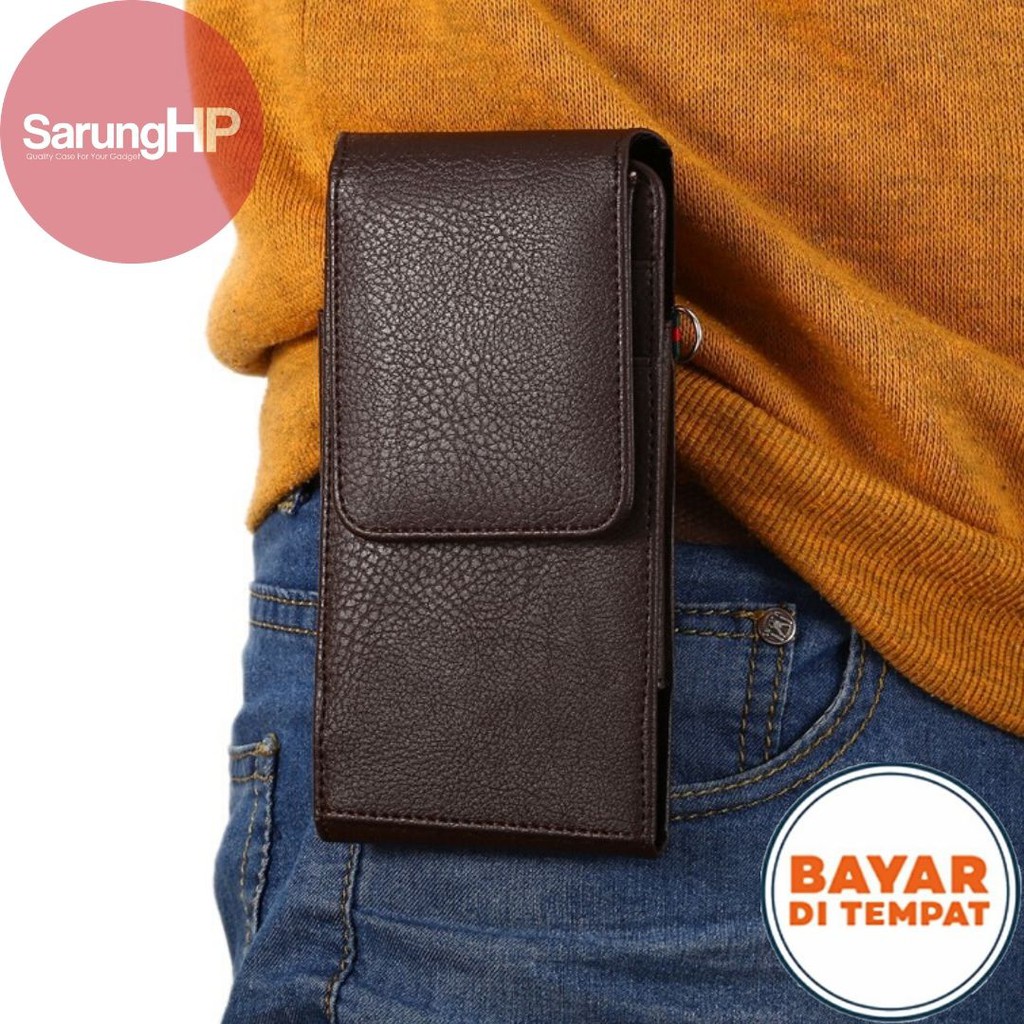 SARUNG HP Dompet Tas Pinggang Kulit Tali Pegangan 6 - 6,5 Inch Vertikal