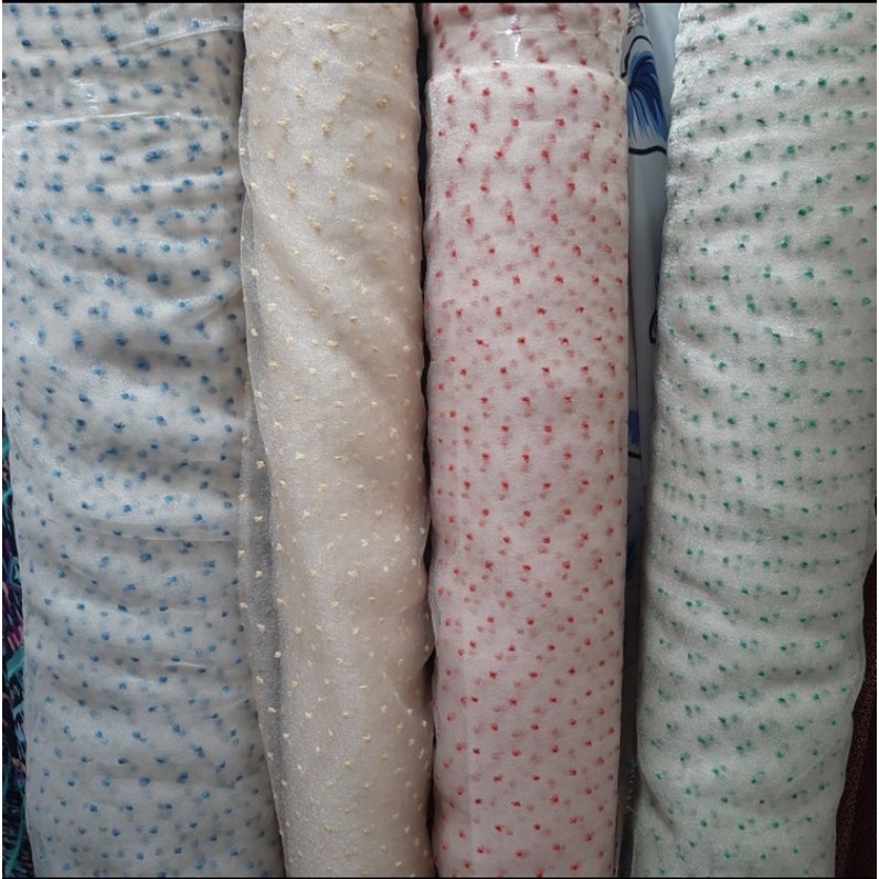 Kain Organza Dot - kain organza polkadot - organza dot - organza polos - organza motif