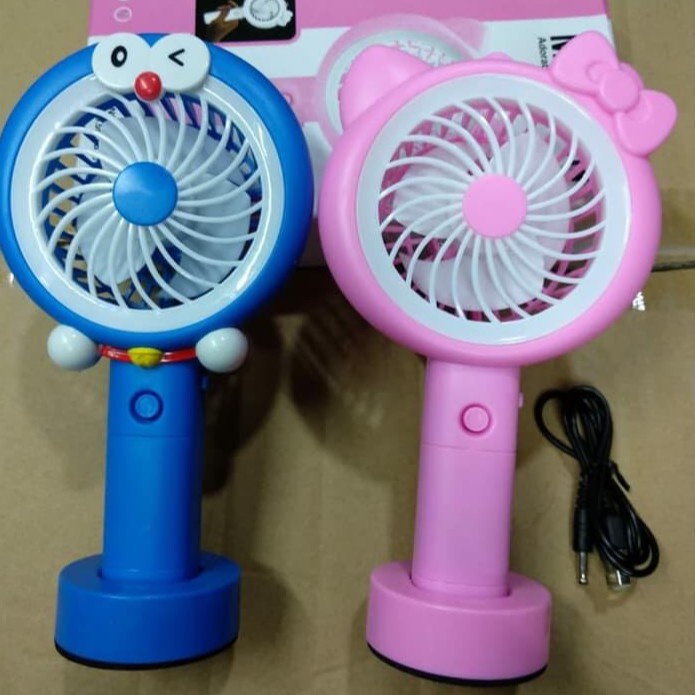 KIPAS ANGIN PORTABLE MINI FAN PLUS LAMPU LED VANSTAR KARAKTER DORAEMON MINION